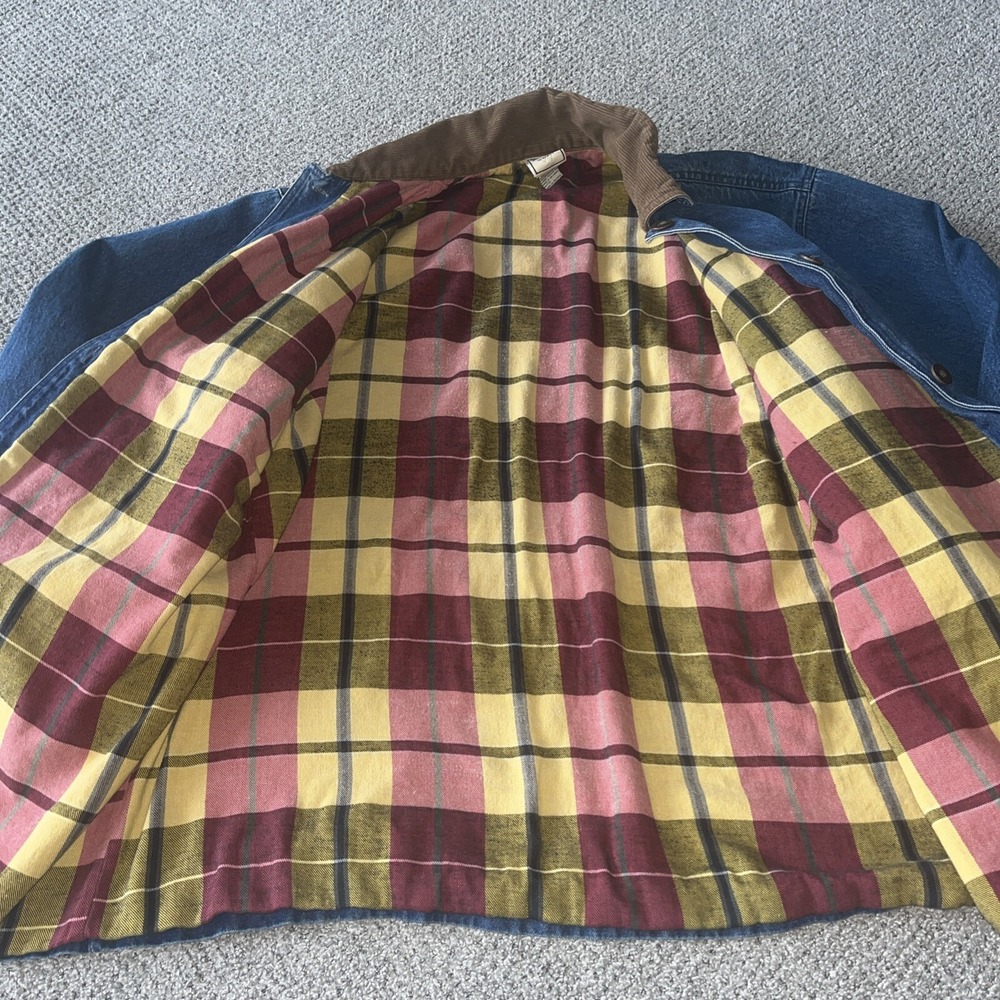 Vintage Denim Jean Boundary Waters Chore Jacket. Barn Coat. Plaid Lined. XL - Picture 6 of 6